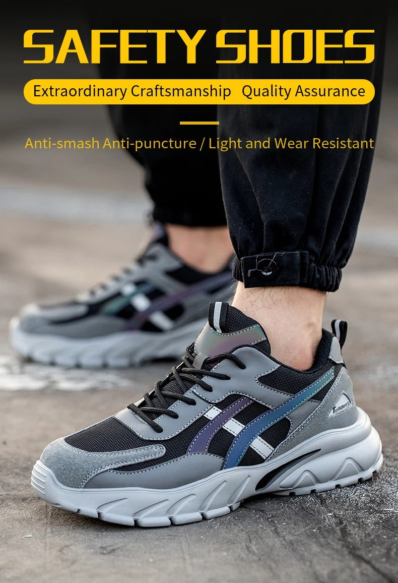 Man Safety Shoes Puncture-Proof Work Sneakers Lightweight Work Shoes Men Steel Toe Shoes Safety Boots Indestructible Shoes
