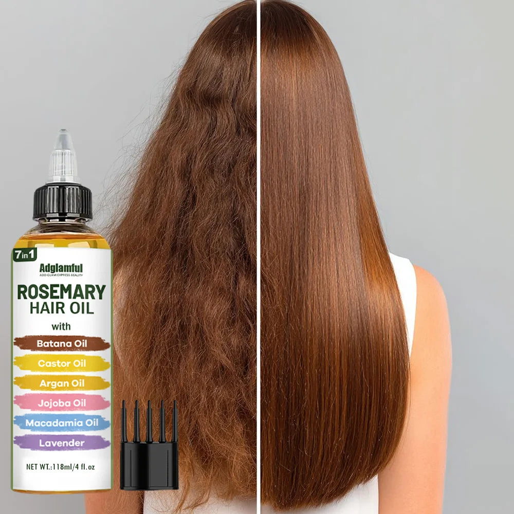 Rosemary-Infused No-Rinse Hair Oil Set With Comb — Amber | KIMLUD