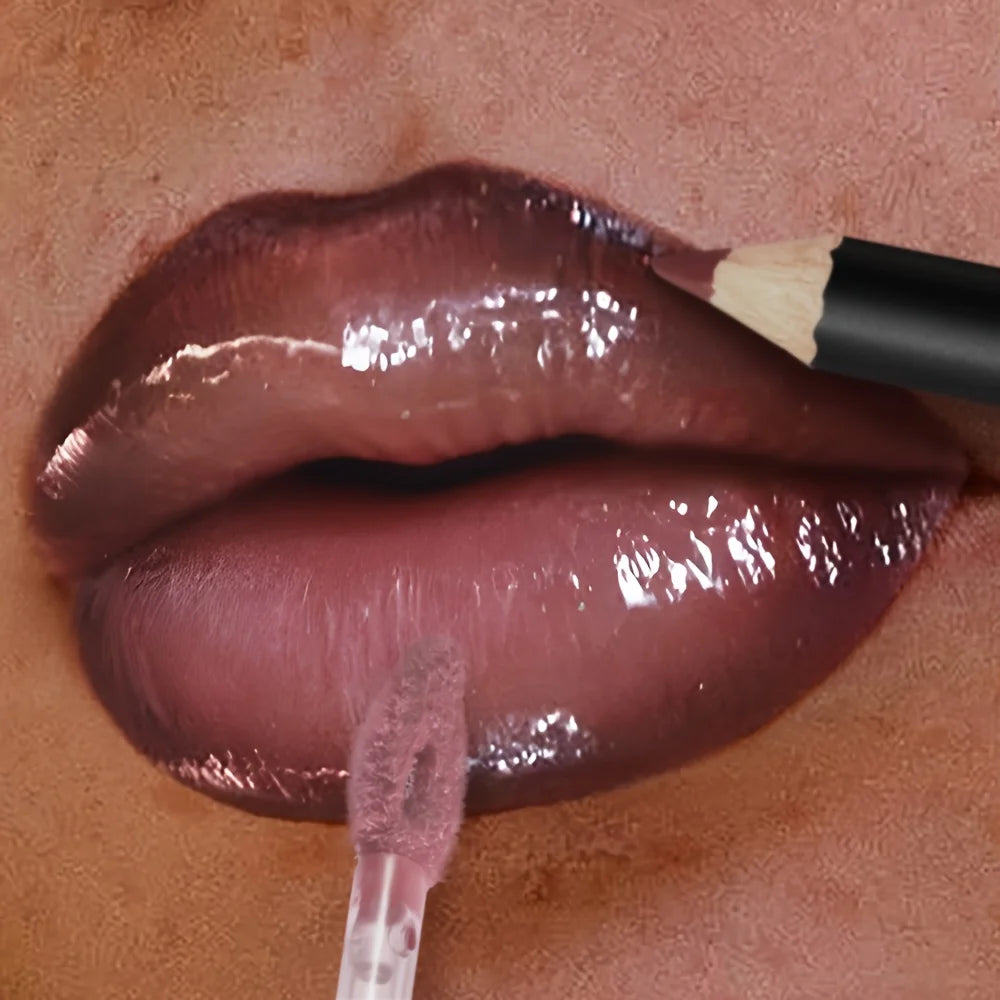 Shimmer Lip Gloss Trio Non-Sticky Nourishing — Pink Nude | KIMLUD