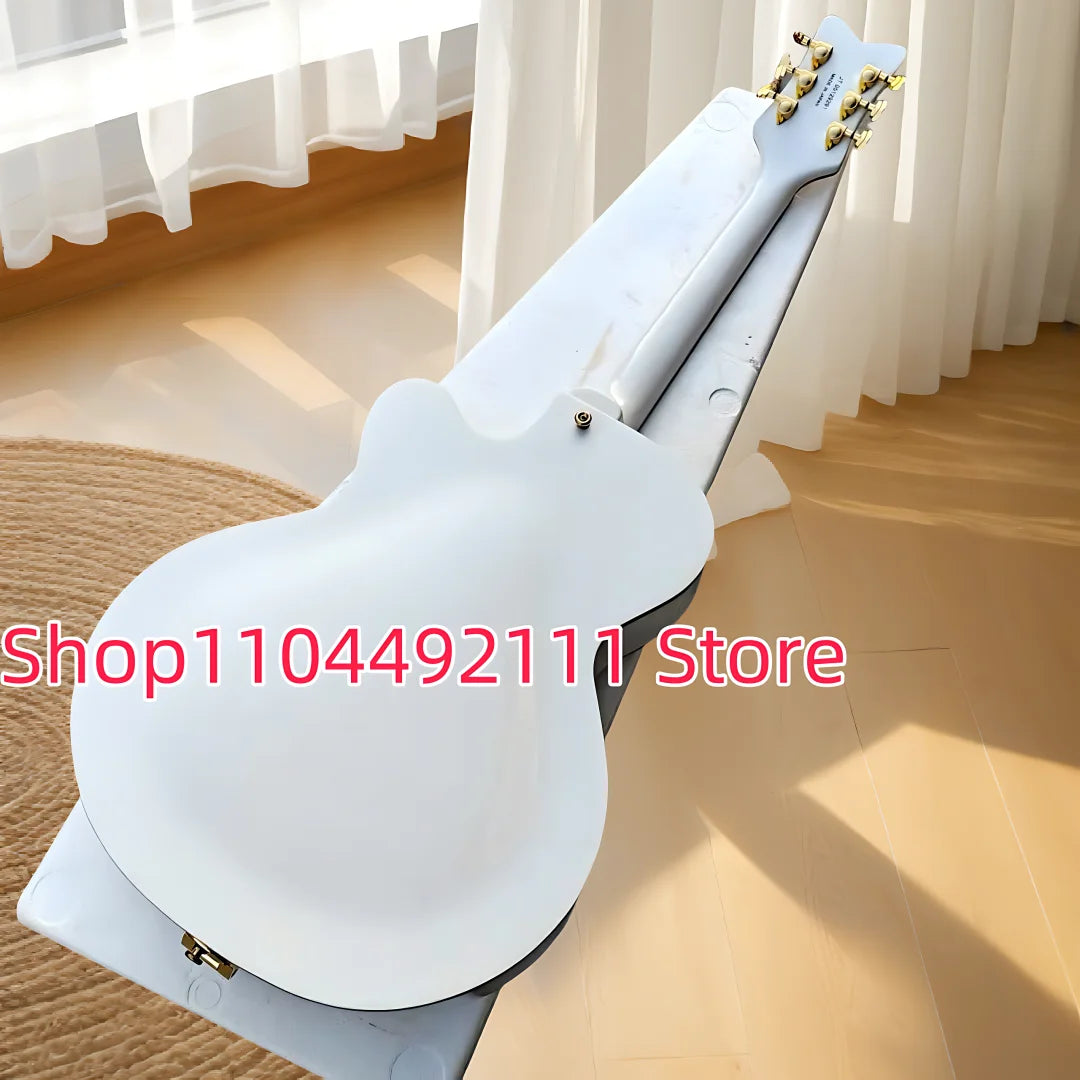 Semi-Hollow Jazz Electric Guitar Ebony Tremolo — Pale Ice Blue | KIMLUD