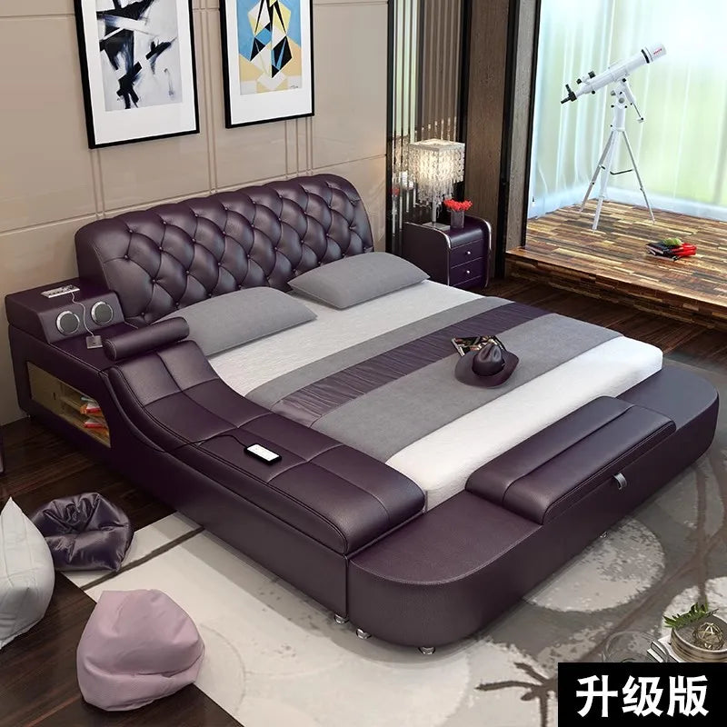 Massage chair double beds frame headboard frame twin luxury multifunctional beds king size storage modern bedroom furniture