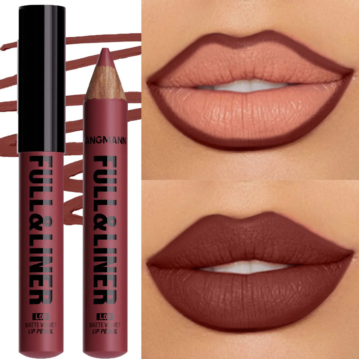 Waterproof Matte Lipliner Pencil Brown Contour Tint Lipstick Pen Long Lasting 12 Color Wooden Lip Liner Pencil Full-lip Makeup