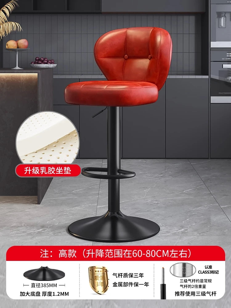 Leather Luxury Designer Bar Stools Minimalist Nordic Counter Gaming Bar Chairs With Back Comfortable Cadeira Trendy Furniture