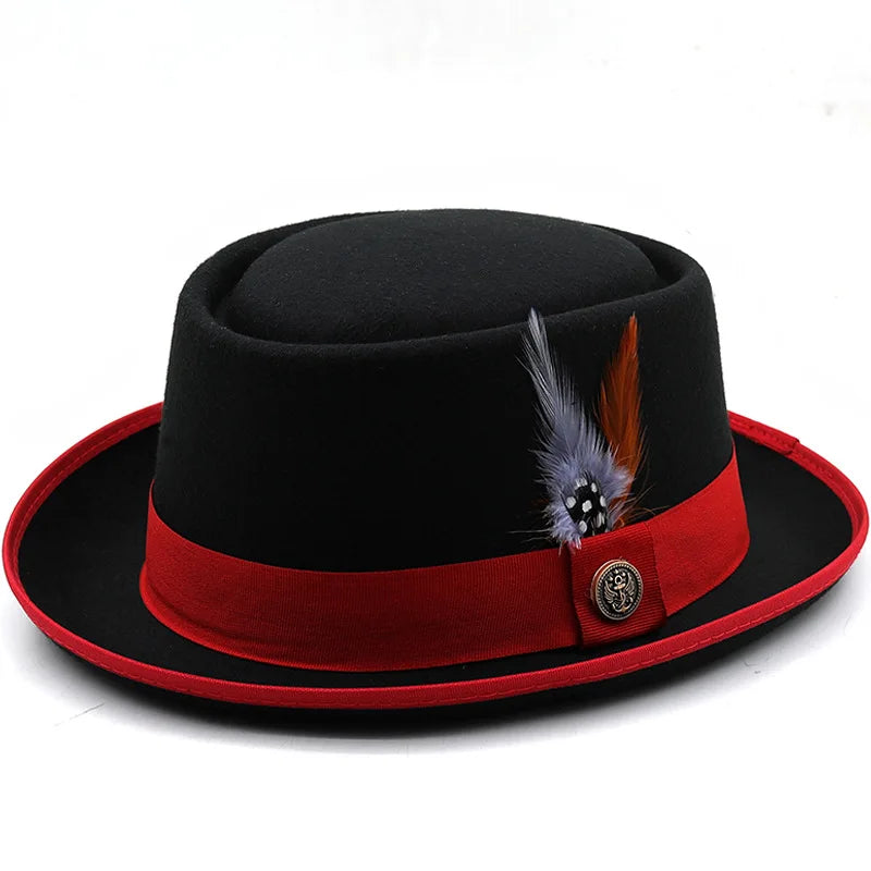 Pork Pie Hat Deluxe Hats Polyester — Black | KIMLUD