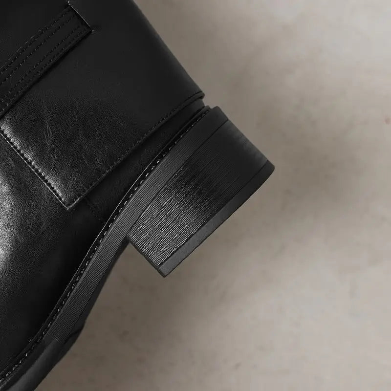 MORAZORA Genuine Leather Boots Women Square Mid Heels Black Brown Winter Boots Fashion Handmade Knee High Boots Ladies Shoes