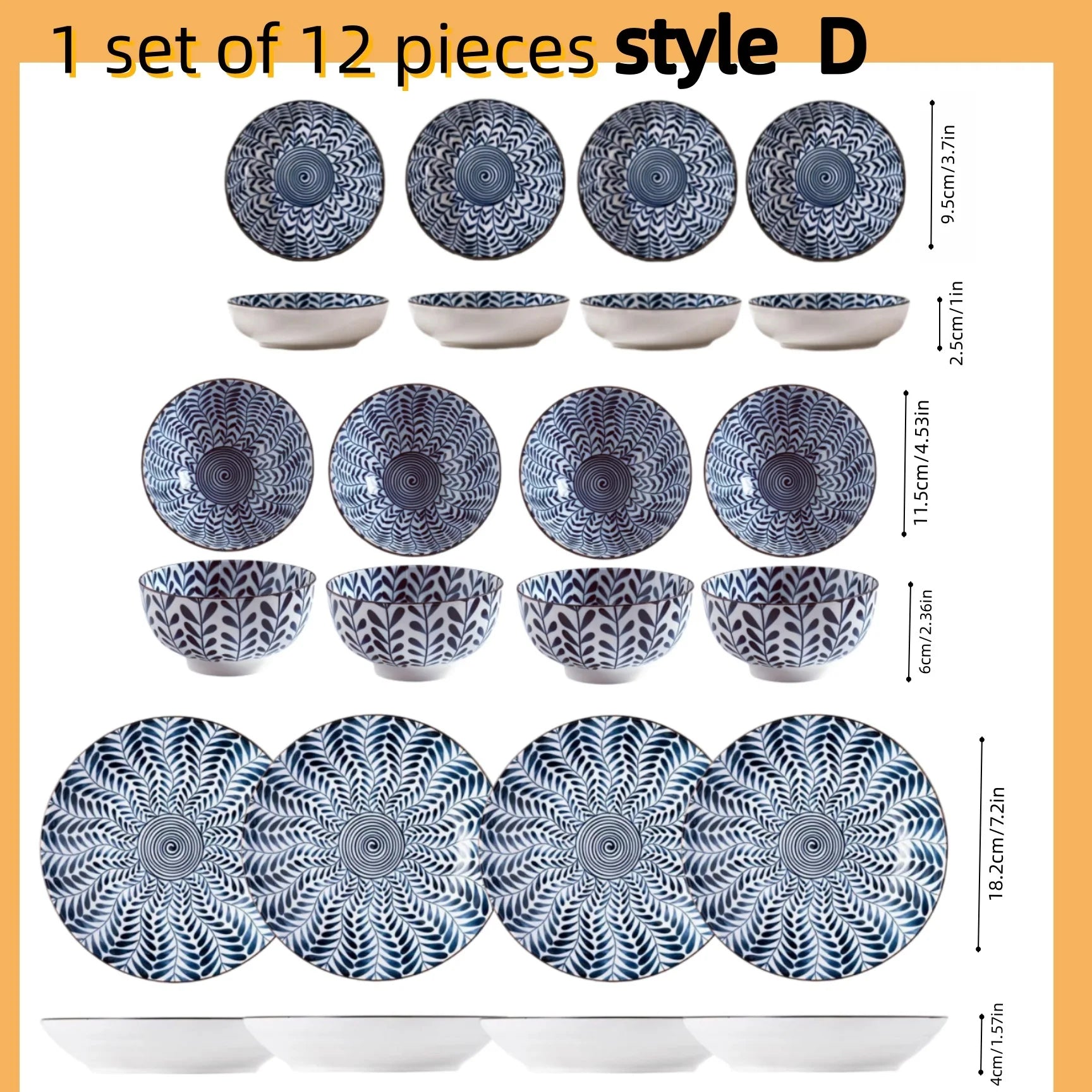Hand Painted Ceramic Rice Bowl 4.5 Inch With Retro Rim And Japanese Motif — Blue And White | KIMLUD