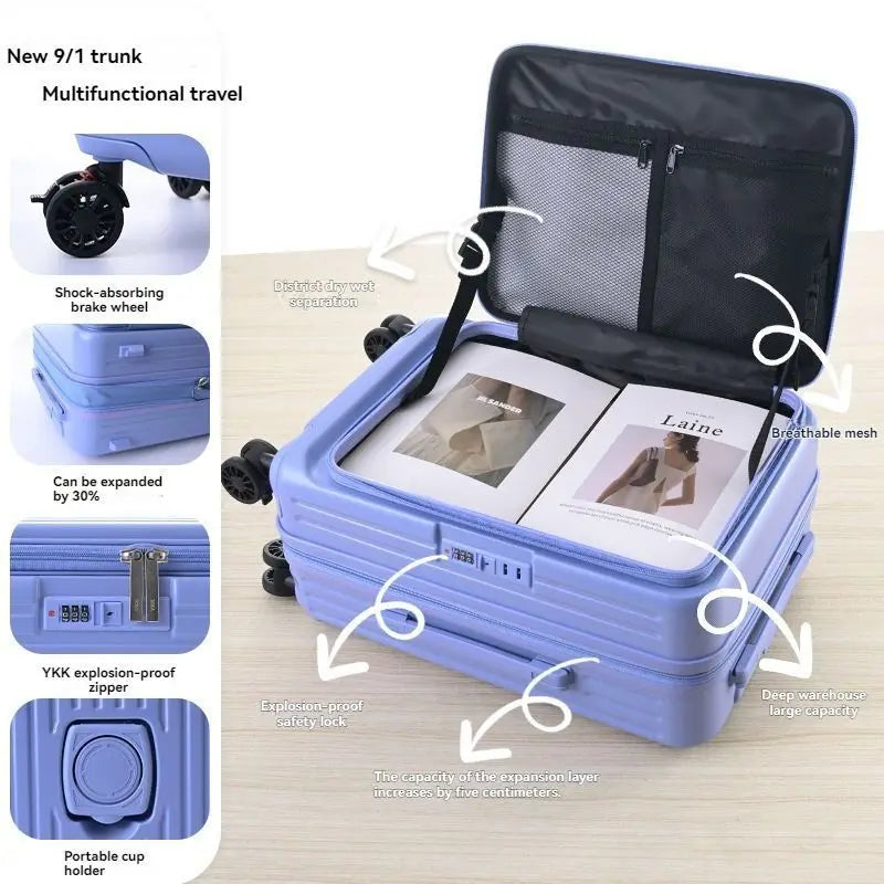 19 minutes ago, the expandable zipper box with an open lid is 20 inches. It is a male suitcase and a travel suitcase for female