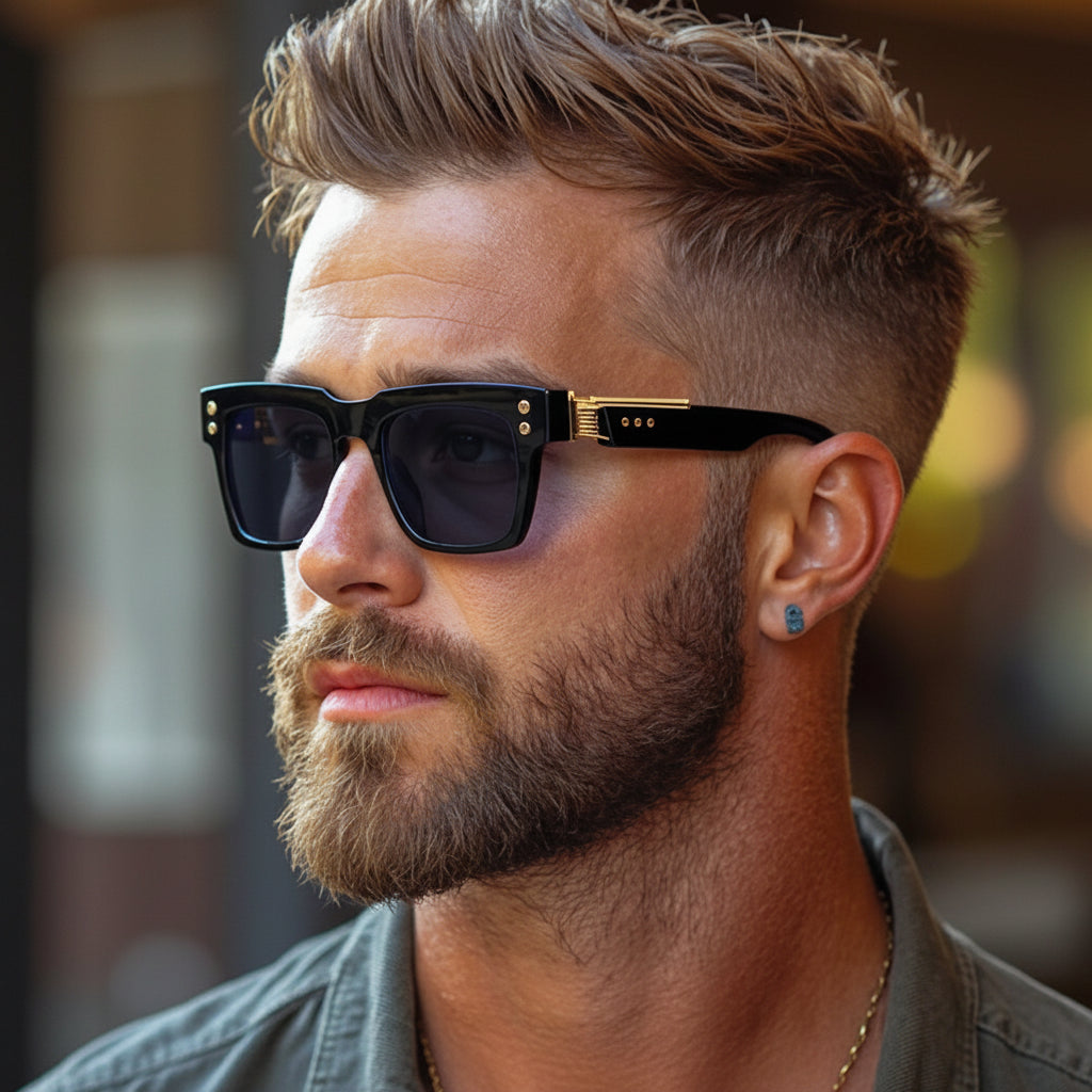 Steampunk Square Sunglasses Polarized — Black | KIMLUD