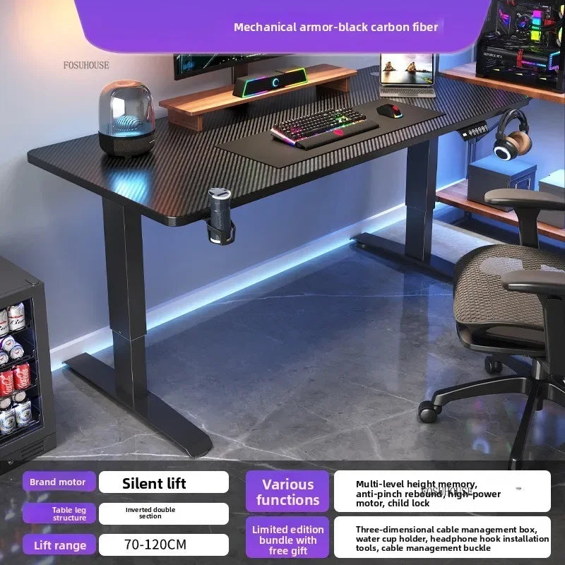L-Shaped Desk Height-Adjustable Electric With Quiet Motor And Programming Presets — Black | KIMLUD