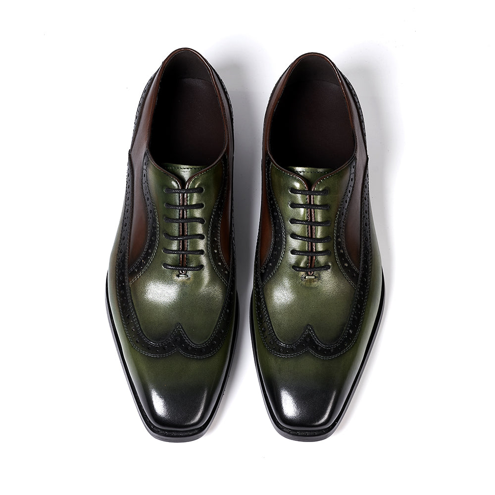 Luxury Italian Men&#39;s Oxfords Genuine Leather Brogue Wingtip Wedding Party Dress Shoes for Men Classic Lace-Up Office Formal Shoe