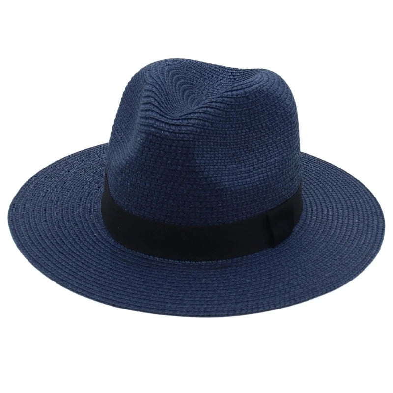 Spring and Summer Hot Selling Panama Straw Hat Square Black Ribbon Korean Style Hat for Men and Women Jazz Hat Panamahat