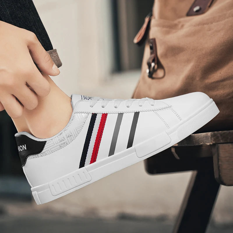 Platform Sneakers Vulcanized Lace-Up Running Design With Personalization — White | KIMLUD