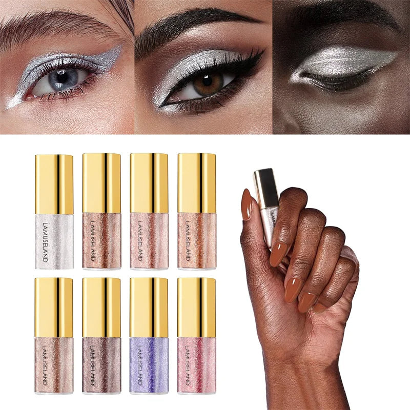 Pearlescent Liquid Eyeshadow Eight-Shade Range, Long-Lasting Glitter Finish — Multicolor | KIMLUD