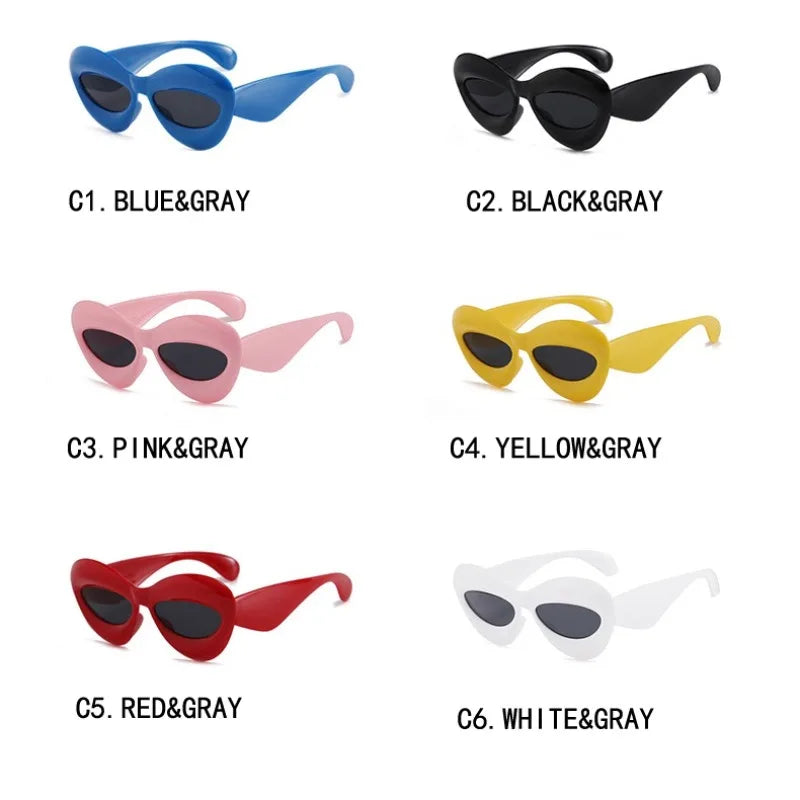 Acetate Cat Eye Sunglasses Y2K Lip Gradient — Yellow Blue Gradient | KIMLUD