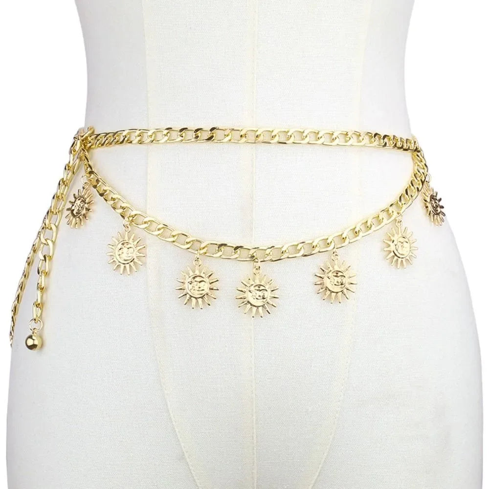 Metal Waist Chain Belt Punk Hip Hop Style — Gold | KIMLUD