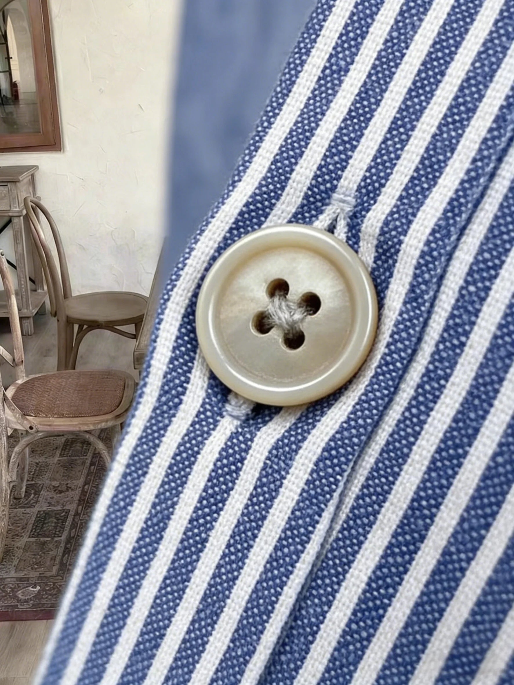 Pinstriped Maxi Dress Shirt Collar With Airy Draped Silhouette — Light Blue | KIMLUD