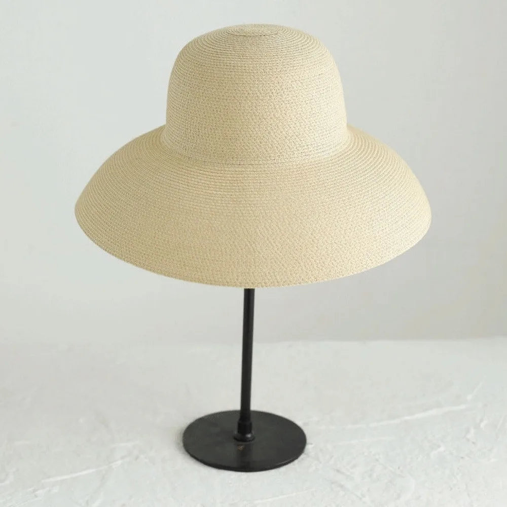 Casual Boho Straw Hat Wide Brim Visor Weave Hat Korean Style Breathable UV Protection Cap Girls