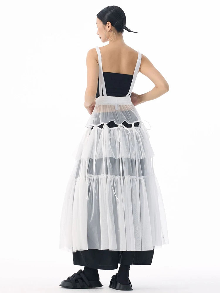 Midi Skirt - High Elastic Waist - Cotton Polyester - Coffee | KIMLUD