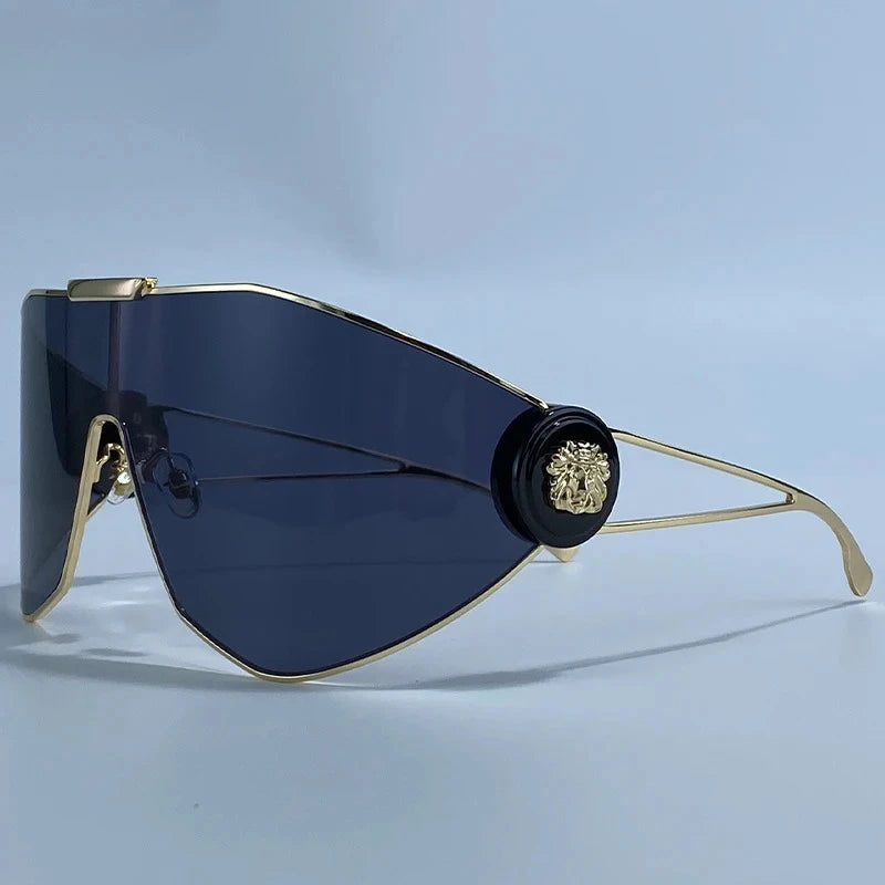 Plastic Oversized Sunglasses Solid — Gold | KIMLUD
