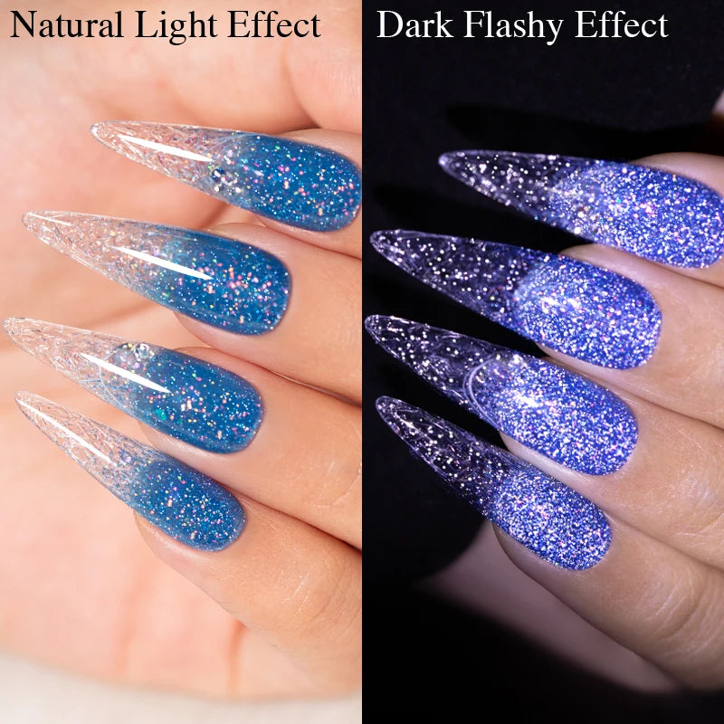 Reflective Glitter Gel Nail Polish Multidimensional Holographic Sparkle, UV-Curable Finish — Pink Lilac | KIMLUD