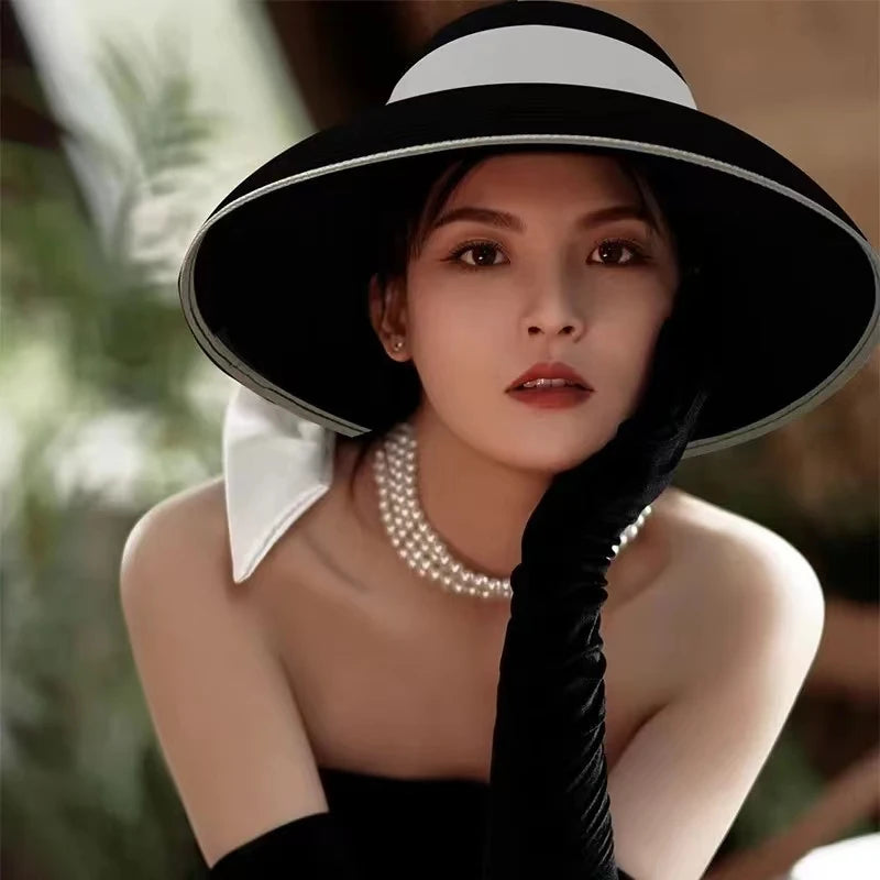 Straw Retro Bow Wide Brim Sun Hat — Natural | KIMLUD