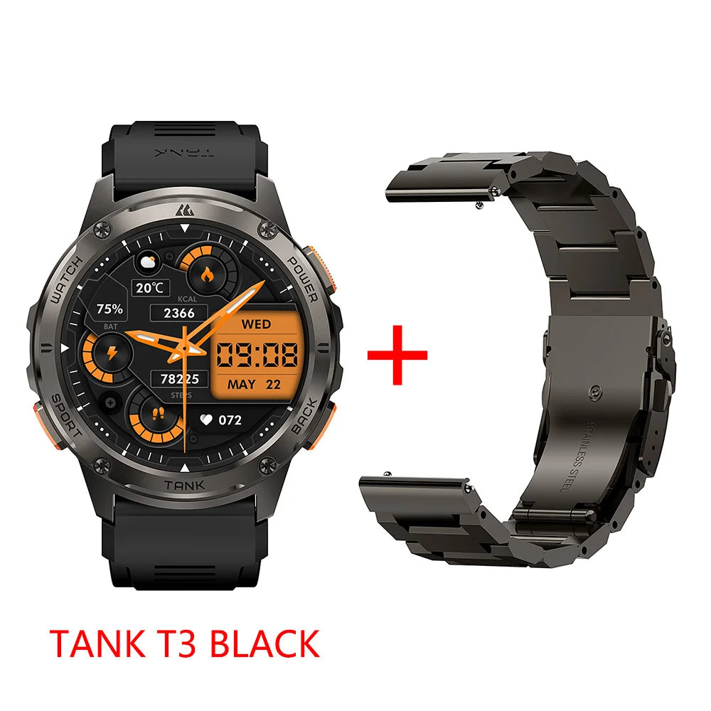 2024 KOSPET TANK T3 Smart Watch For Men 500mAh Battery Smartwatch Women Digital Fitness Watches AMOLED AI Voice AOD Bluetooth