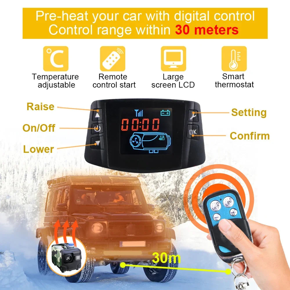12V 24V 8000W Car Heater Air Diesel Heater Aluminum Shell Air Parking Heater Warmer Wireless LCD Remote Control Engine Preheater