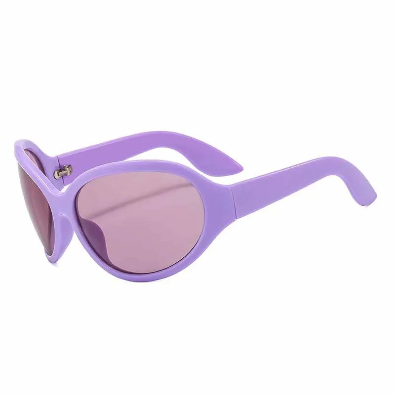 Oversized Oval Sunglasses Y2K Punk — Black | KIMLUD