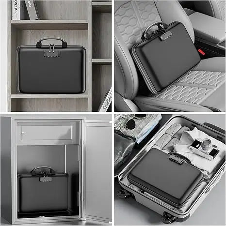 Fireproof Waterproof Document Bag Portable Hard Case — Black | KIMLUD
