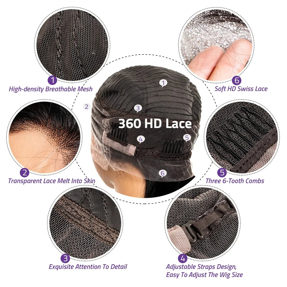 Lace Front Wig – 360 Full Lace – Remy Brazilian Hair – Transparent Lace | KIMLUD