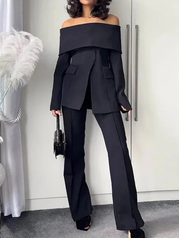 Off-The-Shoulder Coats & Jackets Zipper Front - Solid Color | KIMLUD