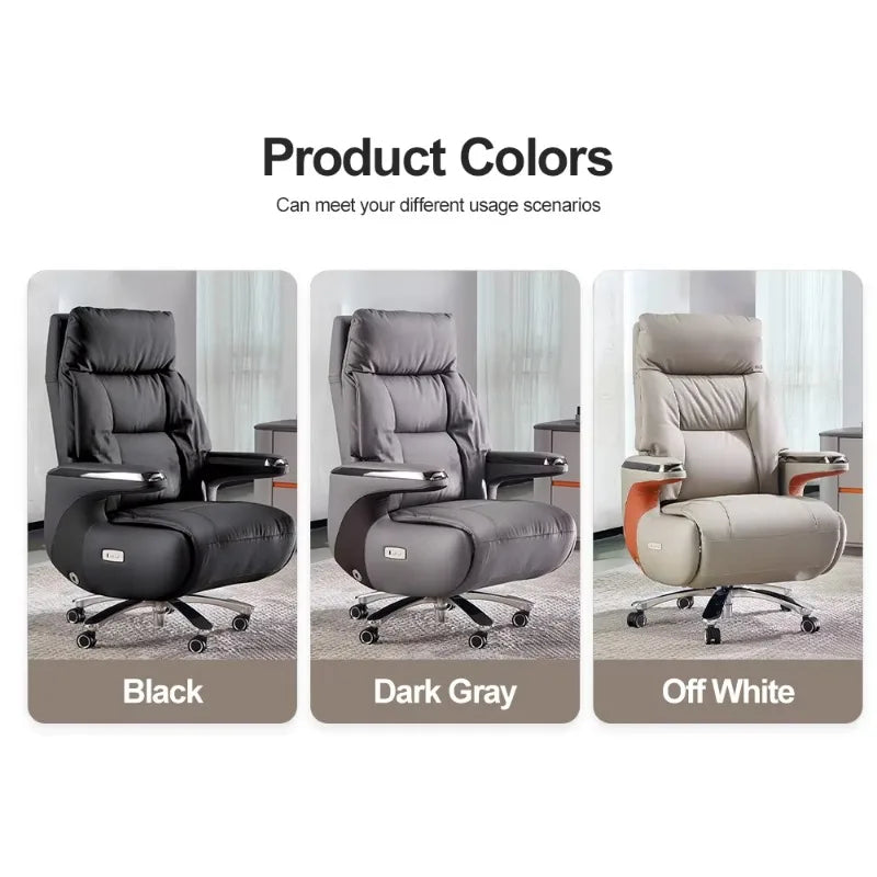 Synthetic Leather Executive Recliner Chair With Massage Function And Lumbar Support — Black | KIMLUD