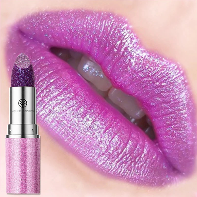 6 Colors Bold & Intense Glitter Shiny Metallic Lipstick Pearlescent Lip Tint Long Lasting Lip Senior Matte Lip Makeup Gifts