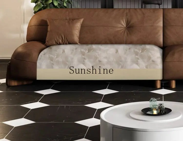 Leather Oil Wax Retro Italian Sofa Compact Design For Small Apartments — Cognac Brown | KIMLUD