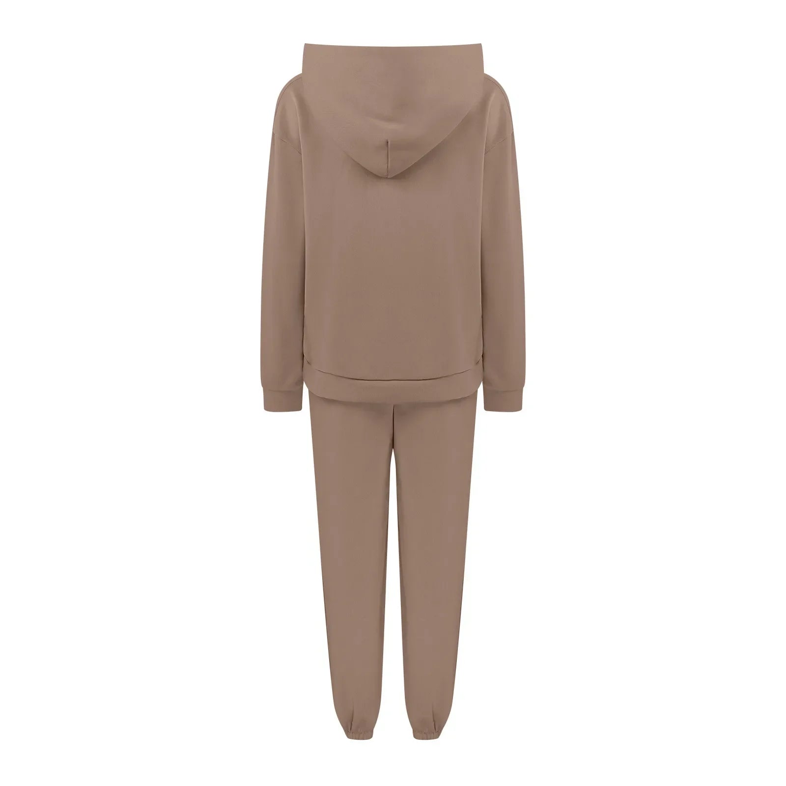 Fleece Tracksuit Two-Piece Hooded Set — Black | KIMLUD