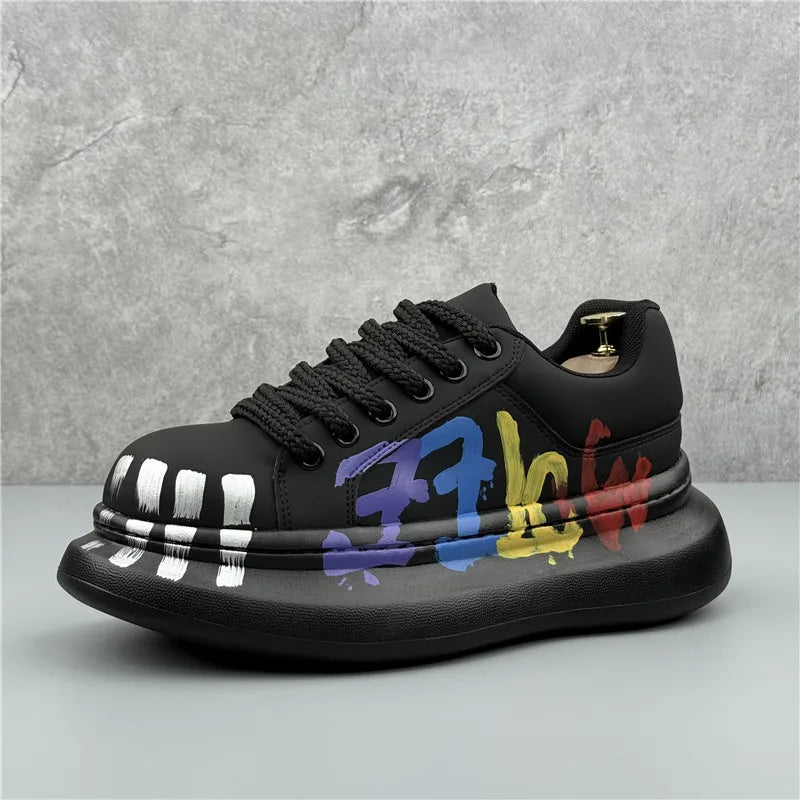 Men's Platform Sneakers – Height Increasing – PU – White | KIMLUD