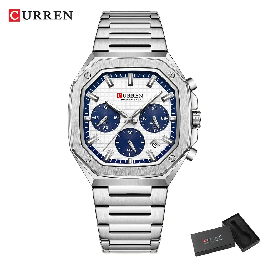 CURREN Men Watch Top Brand Luxury Sports Quartz Mens Watches Full Steel Waterproof Chronograph Wristwatch Men Relogio Masculino