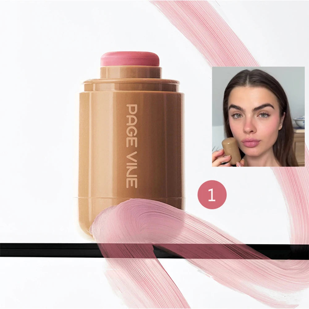 PAGE VINE Pocket Blush Stick Multi-Functional 6 Colors Lip & Cheek Highlighter Waterproof Natural Glow Balm