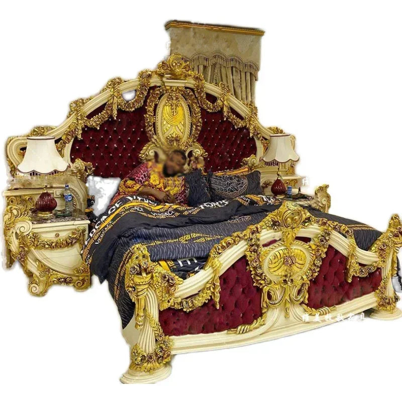 European Double Queen Bed Headboards Vintage Square Romantic Simple Trendy Unusual Bed Light Luxury Beliche Lounge Furniture