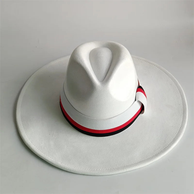 Suede Fedora Hat Wide Brim — Grayish Brown | KIMLUD