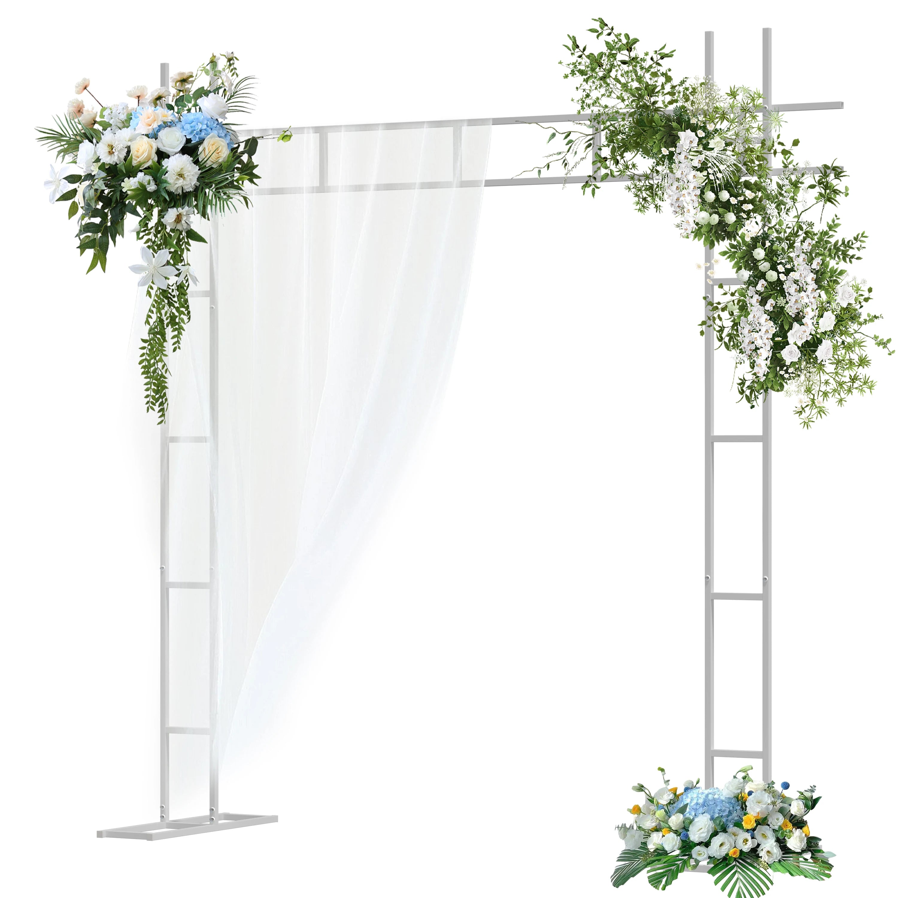 Square White Wedding Arch Metal Ceremony Party Floral Ballon Stand