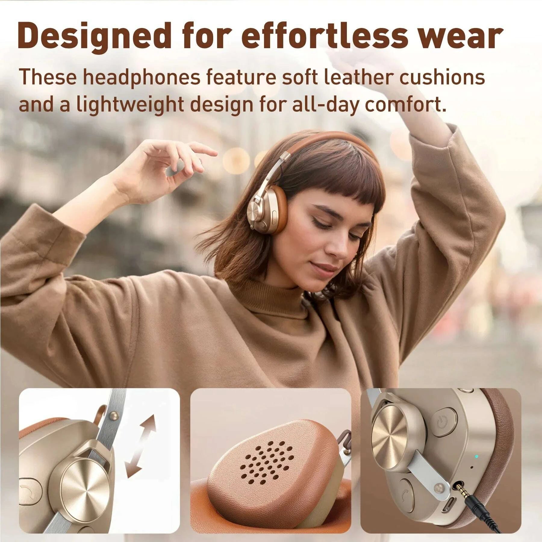 KIMLUD, Oneodio F4 Retro Wireless Bluetooth Headphones Hi-Res Audio On Ear Bluetooth 5.4 Headset With Microphone Metal HiFi Headphones, KIMLUD Womens Clothes