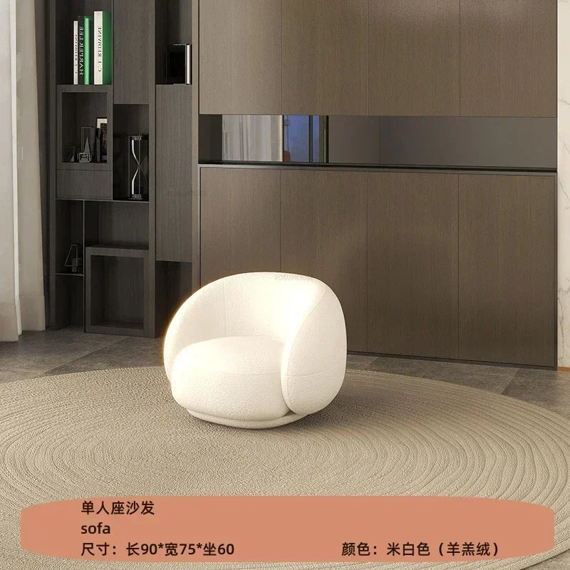 Curved Living Room Sofa Two Seater — Cream | KIMLUD