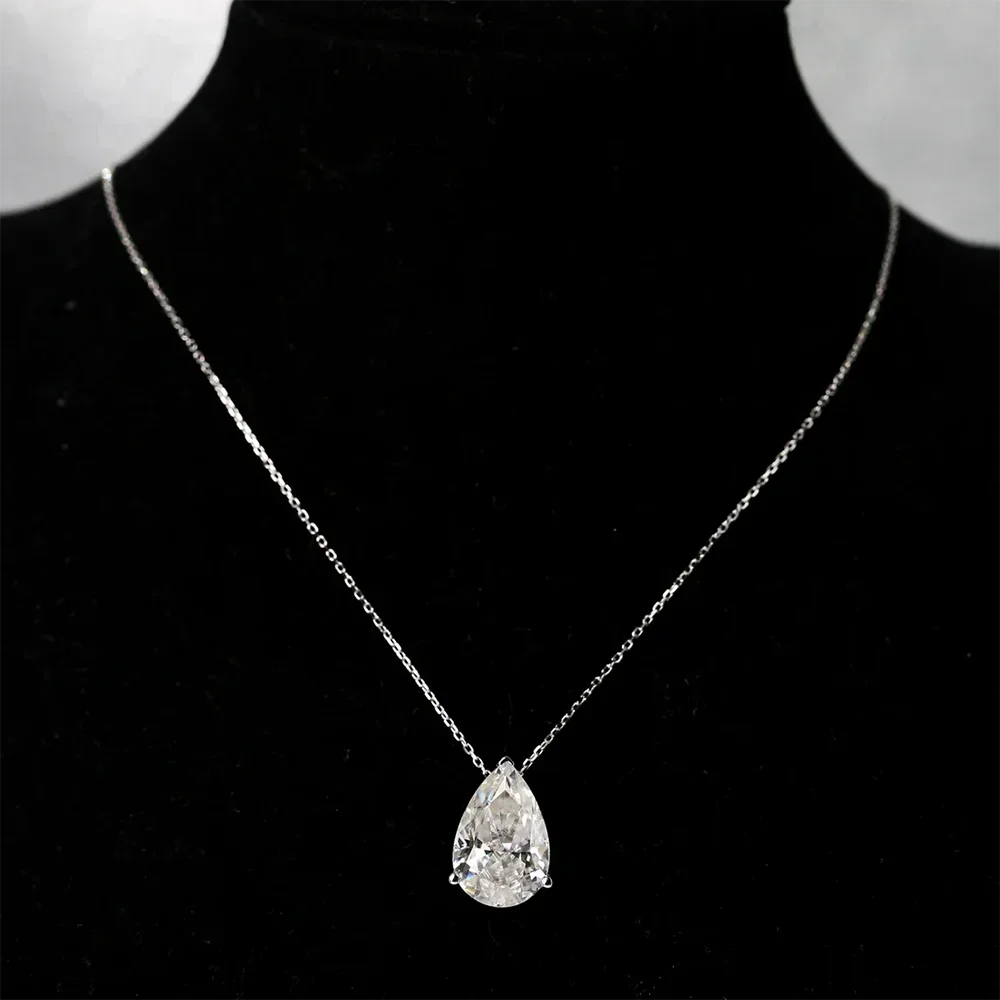 1/2/3/4CT Water Drop Moissanite Pendant Necklace for Women  Certified 925 Silver Pear Cut Solitaire Diamond Pendant Neckchain