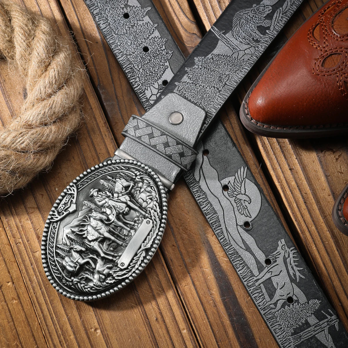 Belts – PU Belt With Alloy Buckle – Western Style | KIMLUD