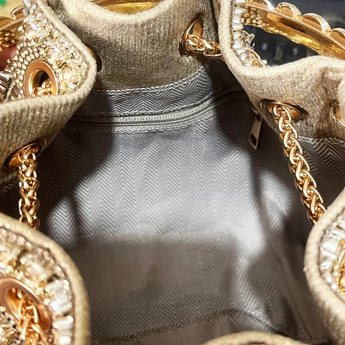 Bucket Bag – Crystal Rhinestone Accent – Polyester | KIMLUD
