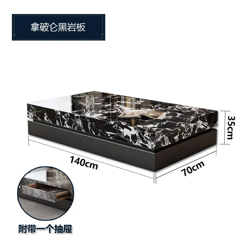 Italian Minimalist Coffee Table Rock Slab Countertop — Charcoal Gray | KIMLUD