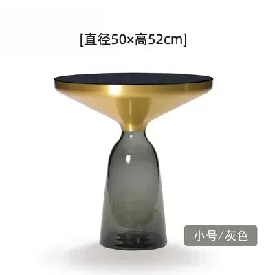 Nordic Creative Glass Round Coffee Table Combination Living Room Reception Side Table Transparent Light Luxury Coffee Tables