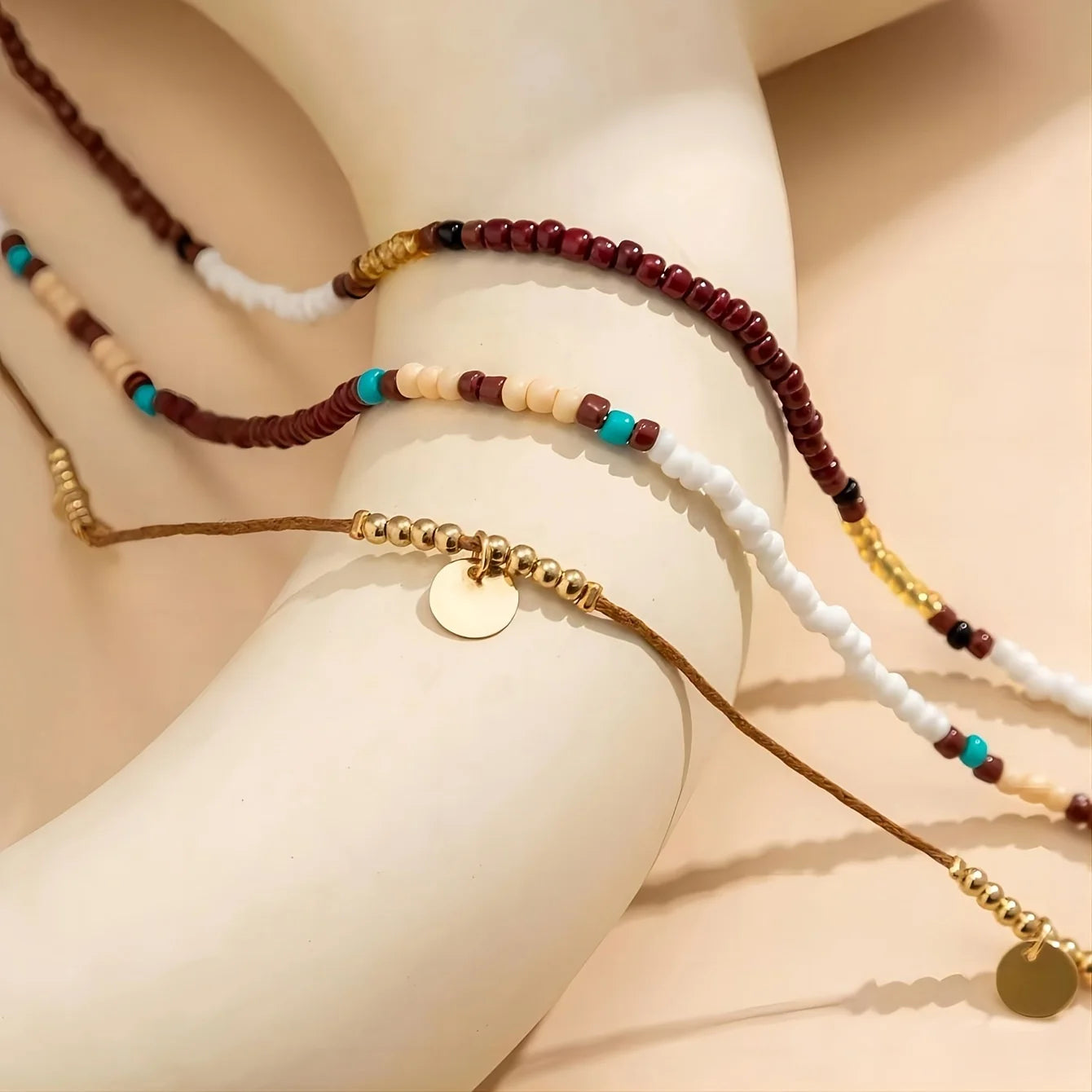 Bohemian Glass Bead Waist Chain Three-Piece Set For Vacation Glow — Multi | KIMLUD