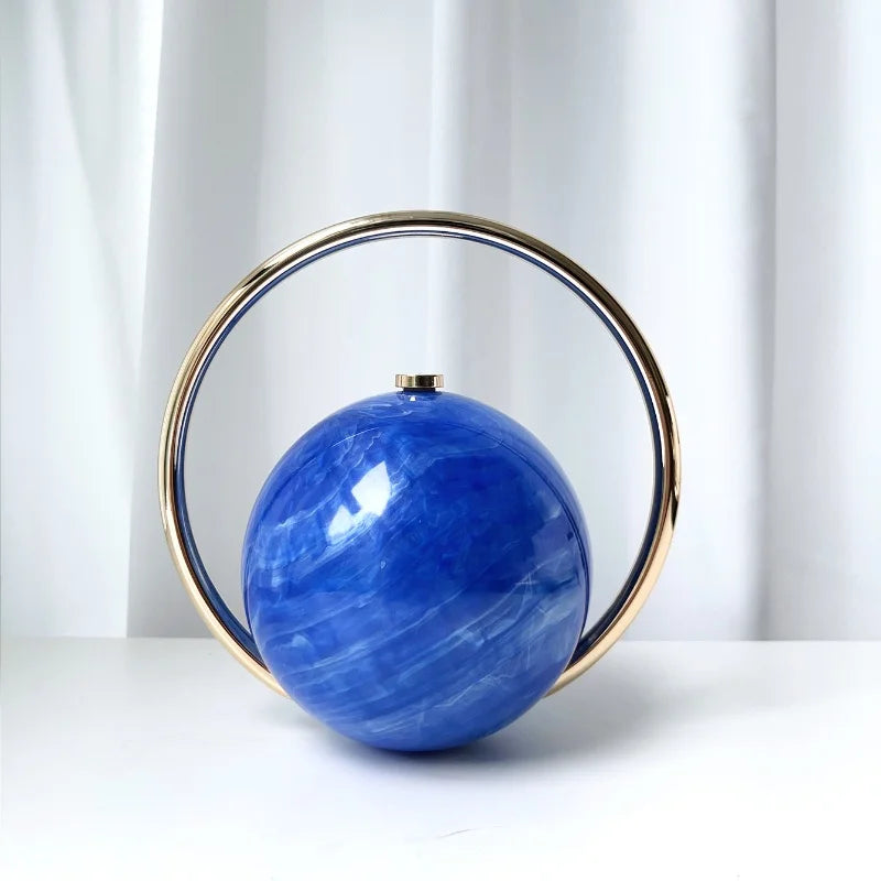 Marble Pattern Spherical Banquet Bag Electroplated Handle — Marble | KIMLUD